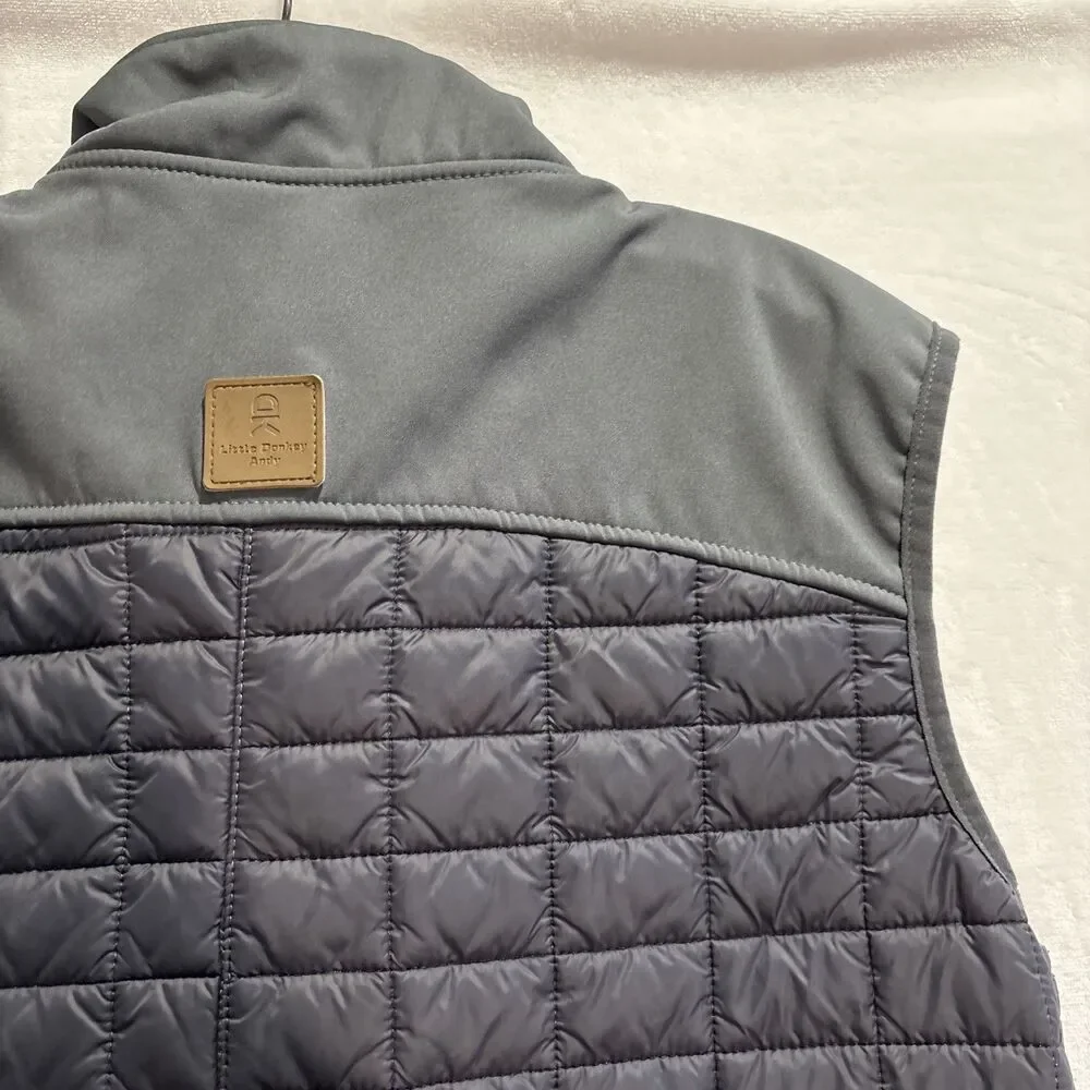 Little Donkey Andy Men's Size Small Sleeveless Quilted Puffer Vest Full Zip Grey